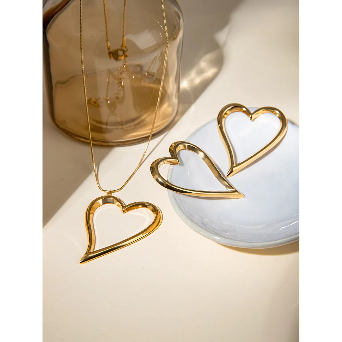 Elegant Heart Necklace & Earrings Set