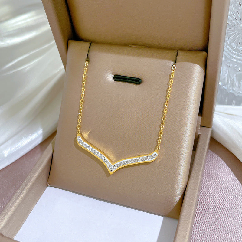 Luxury Crystal V Shape Pendant Necklace