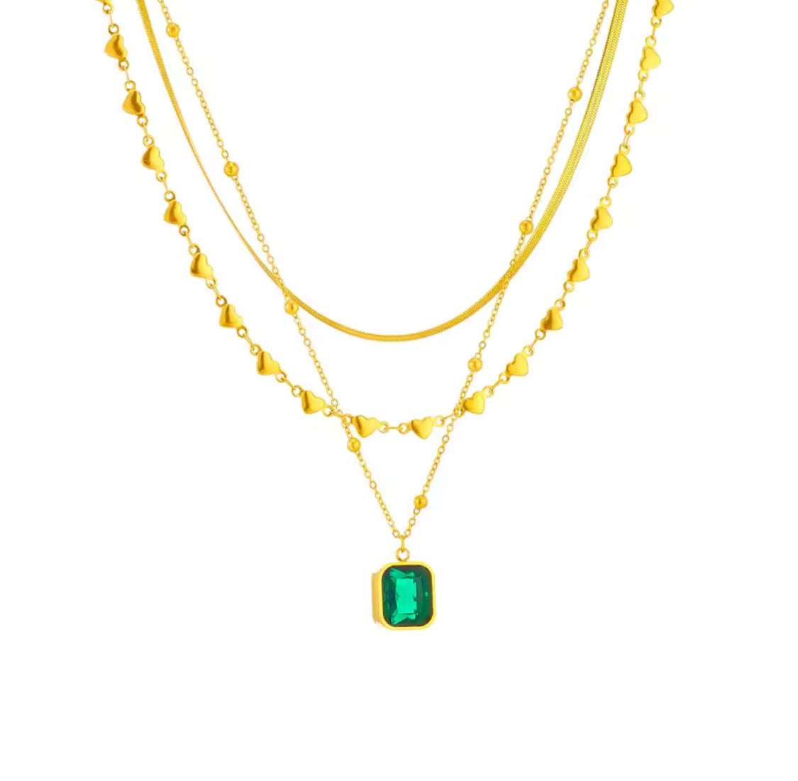 Green Crystal Pendant Necklace