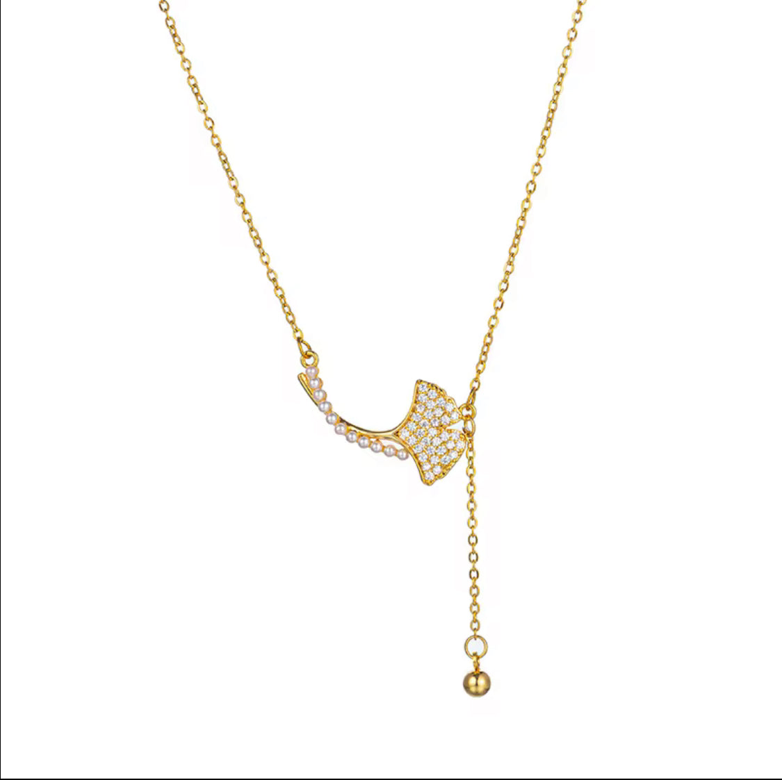 Leaf Tassel Golden Necklace