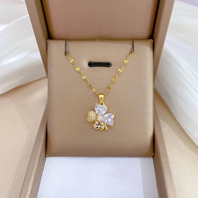 Four Leaf Clover Jewelry Set - 18K Golden Plated