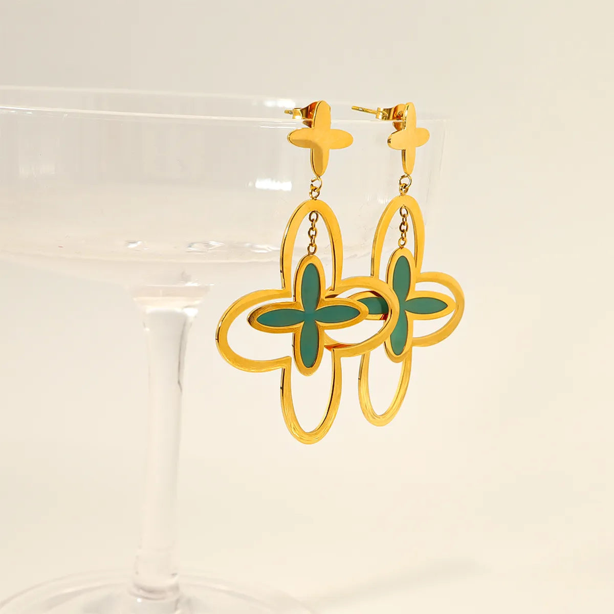 Emerald Clover Drop Earrings