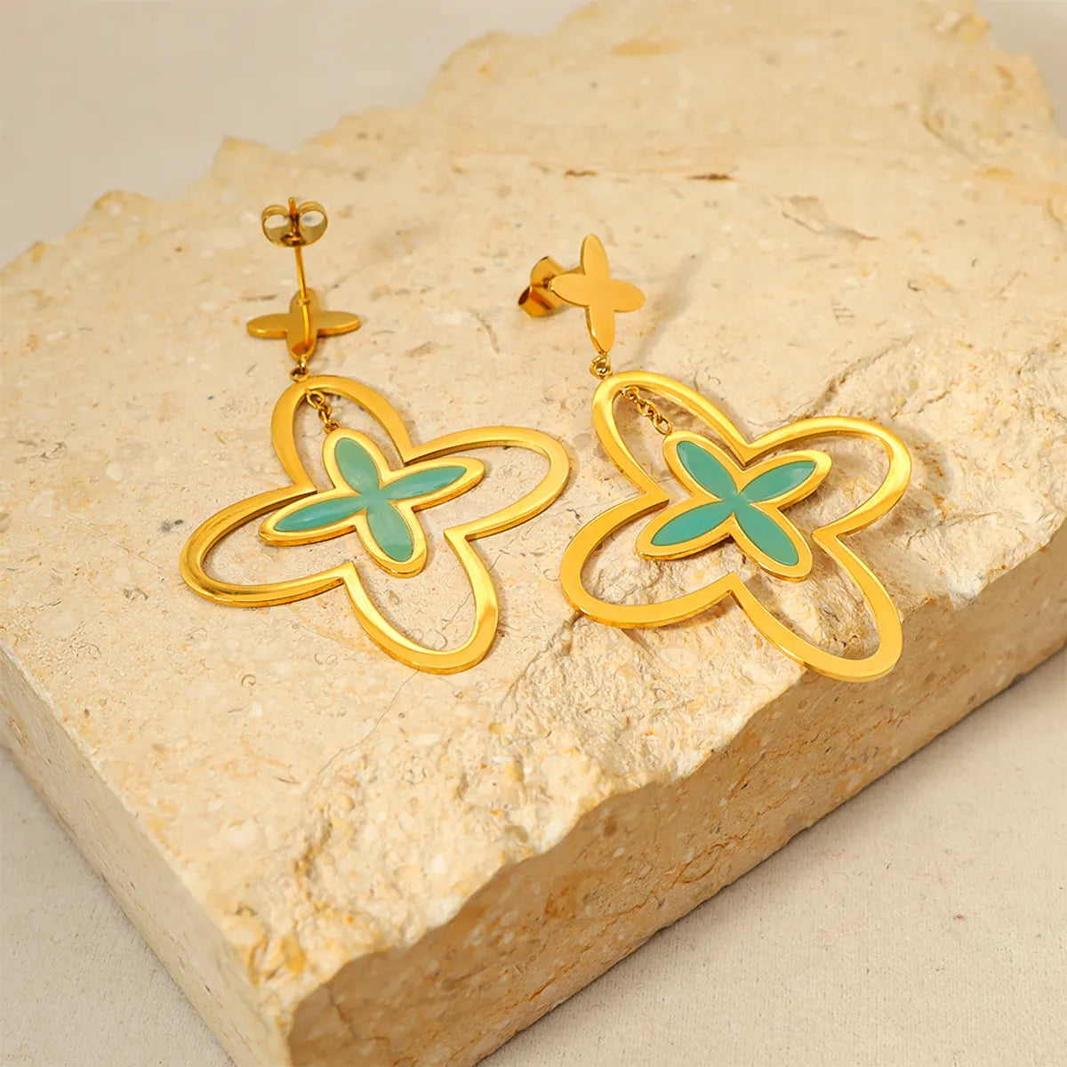 Emerald Clover Drop Earrings
