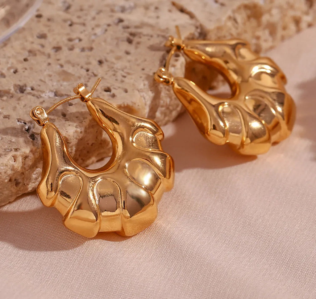 Sculpted Gold Hoop Earrings