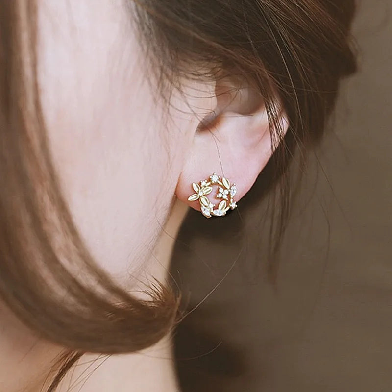 Golden Leaf  Stud Earrings