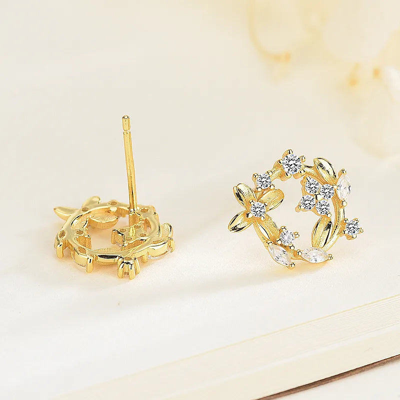 Golden Leaf  Stud Earrings