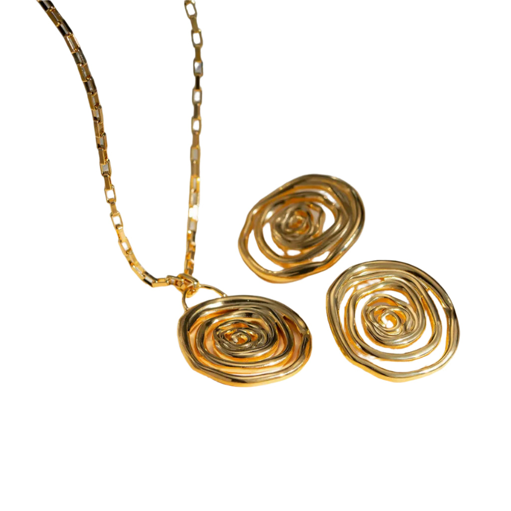 Luxury Golden Spiral Jewelry Set