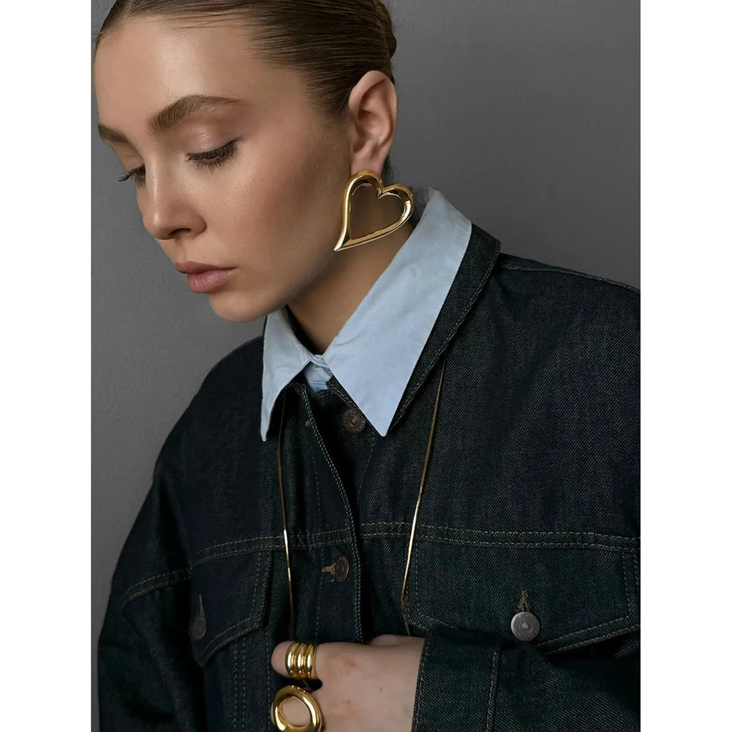 Luxurious Golden Heart Earrings