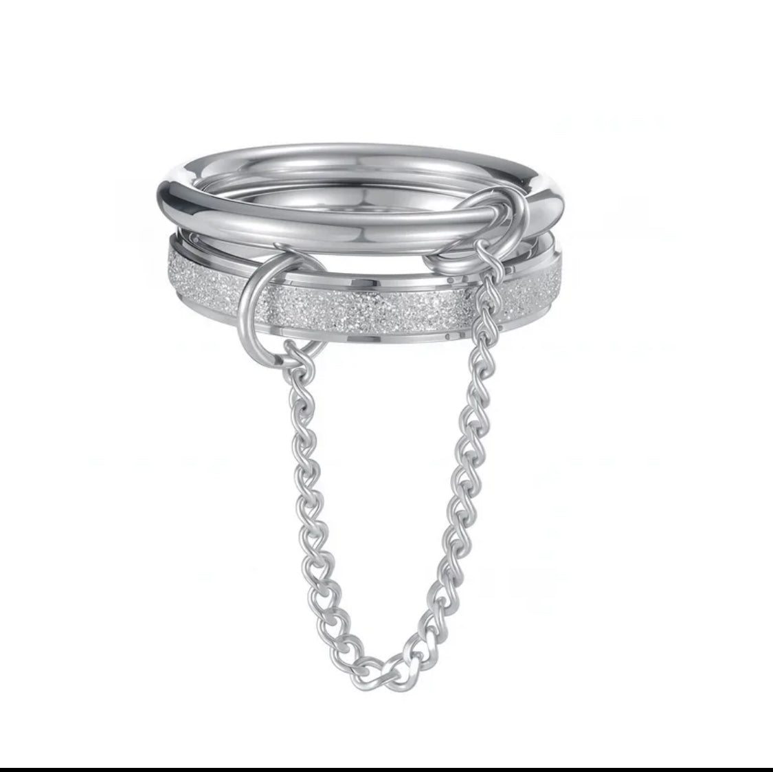 Aude Double Chain Ring  Gold & Silver