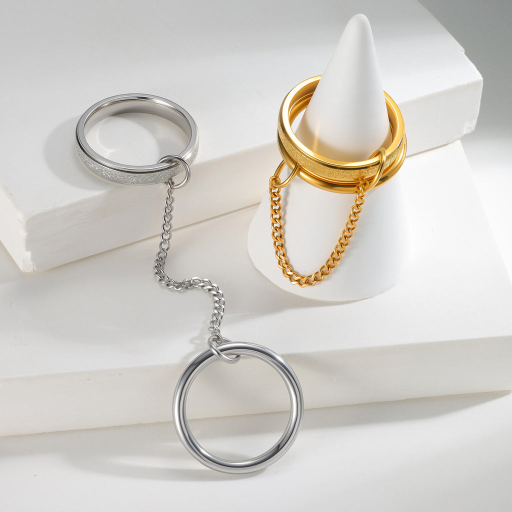 Aude Double Chain Ring  Gold & Silver