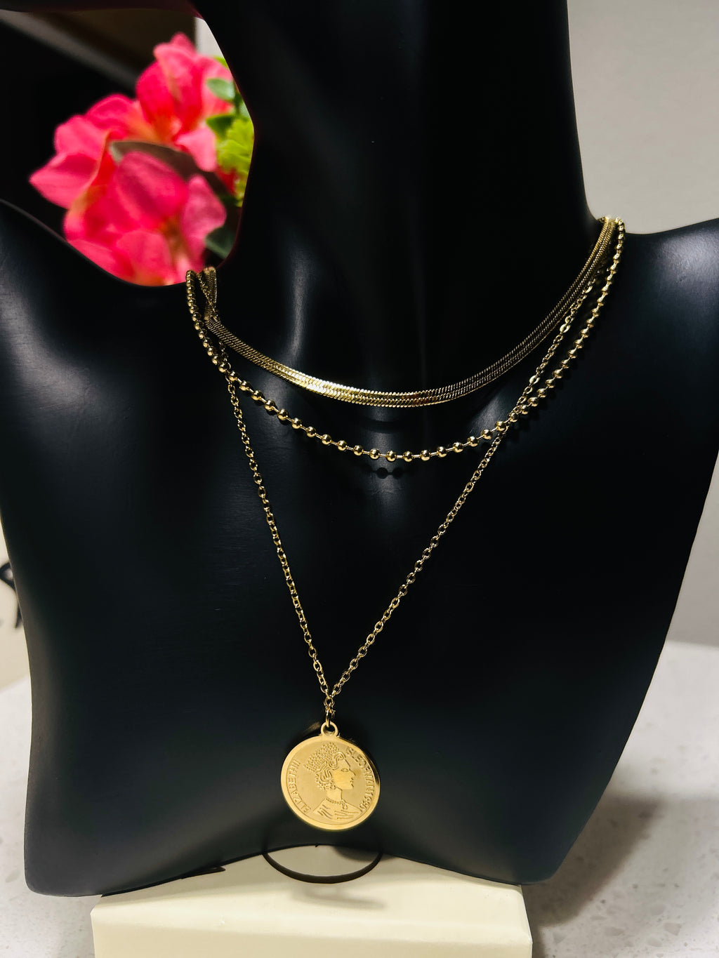 Portrait Coin Pendant Necklace