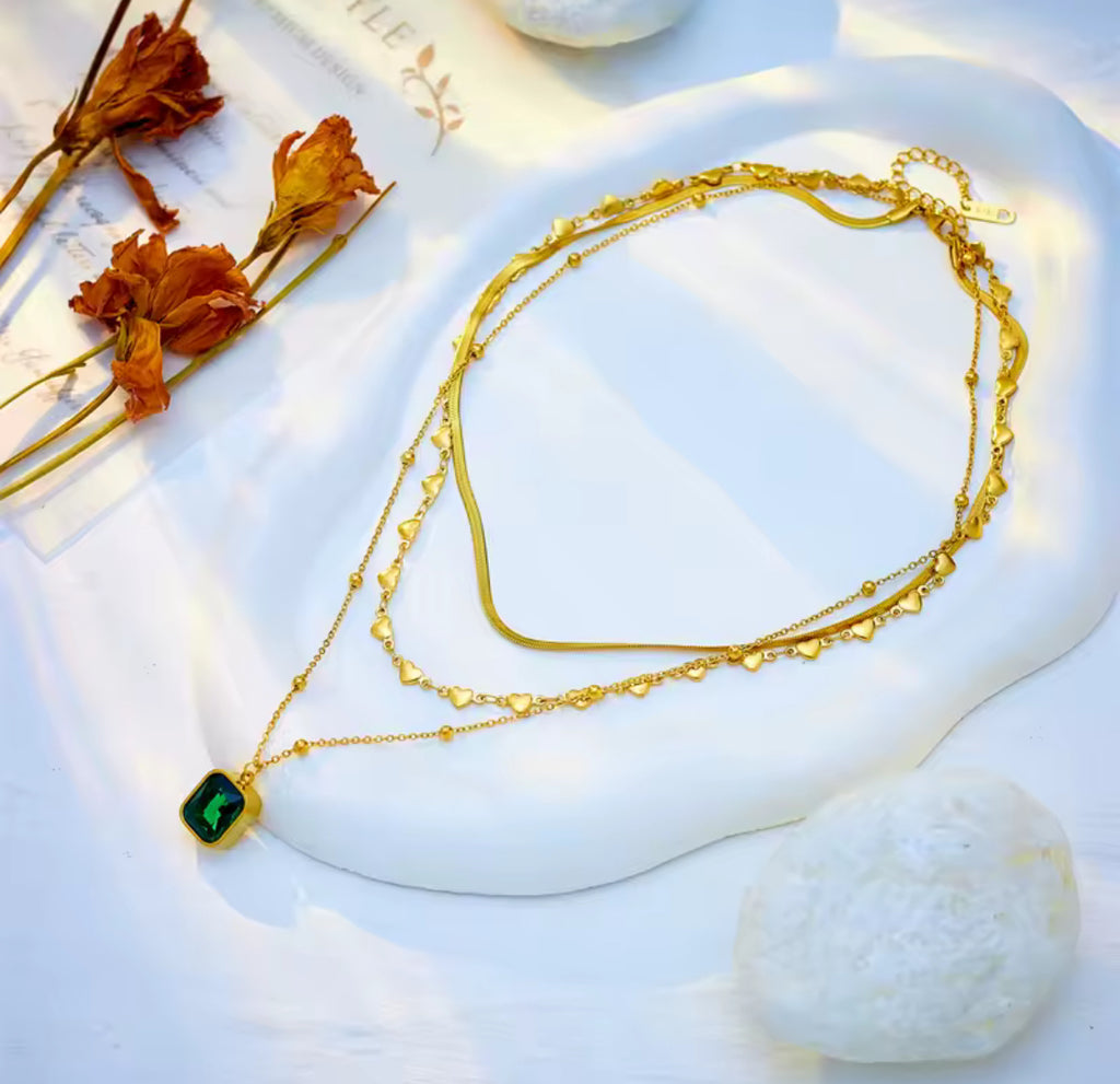 Green Crystal Pendant Necklace