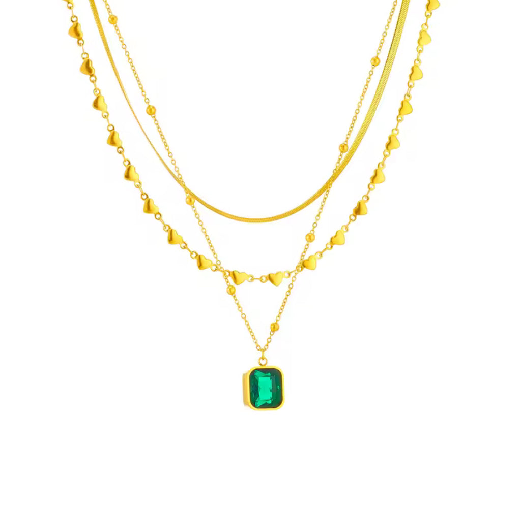 Green Crystal Pendant Necklace