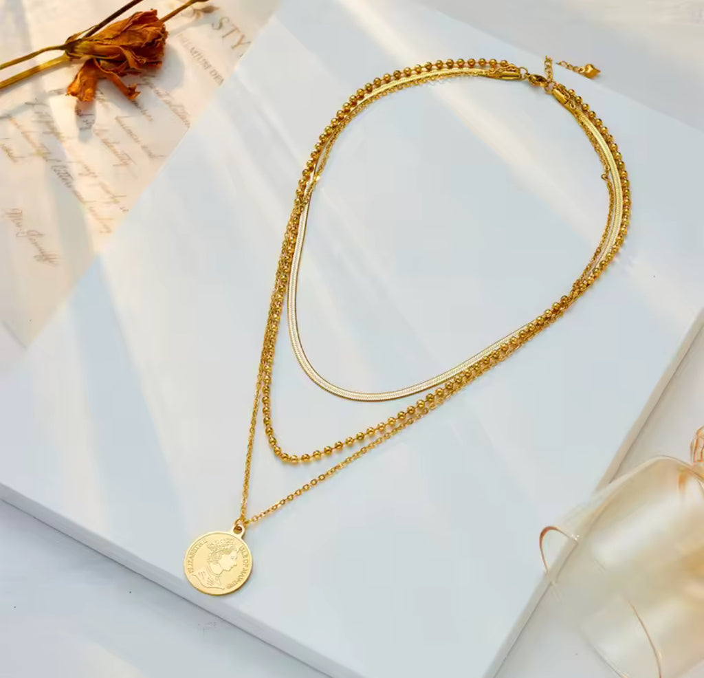 Portrait Coin Pendant Necklace