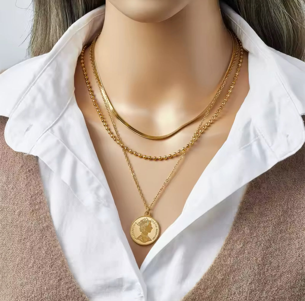 Portrait Coin Pendant Necklace