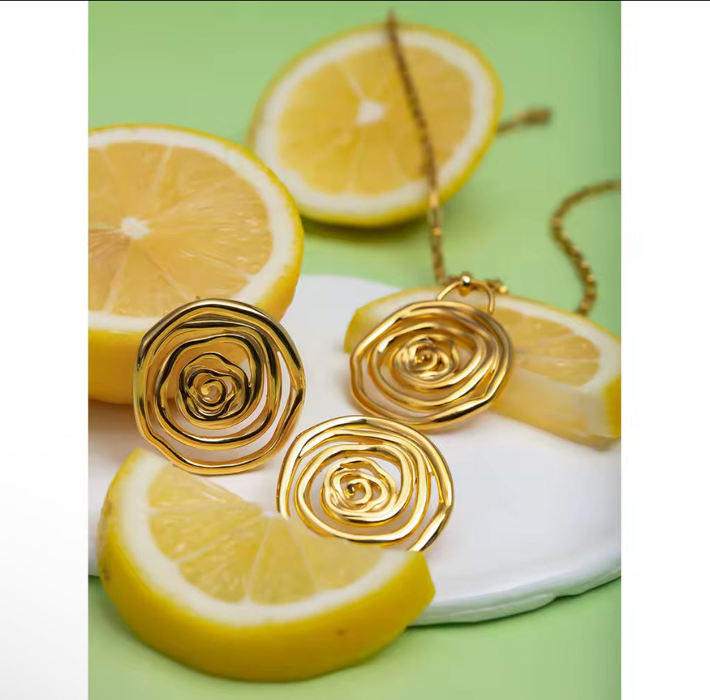Luxury Golden Spiral Jewelry Set