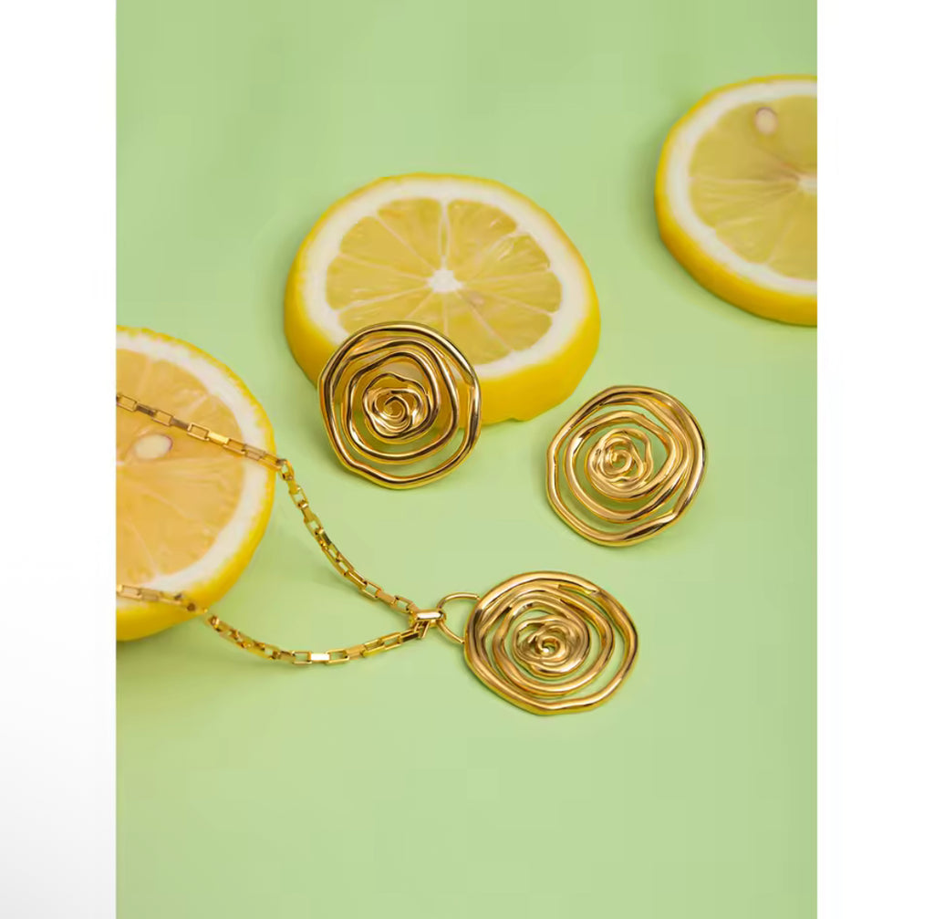 Luxury Golden Spiral Jewelry Set