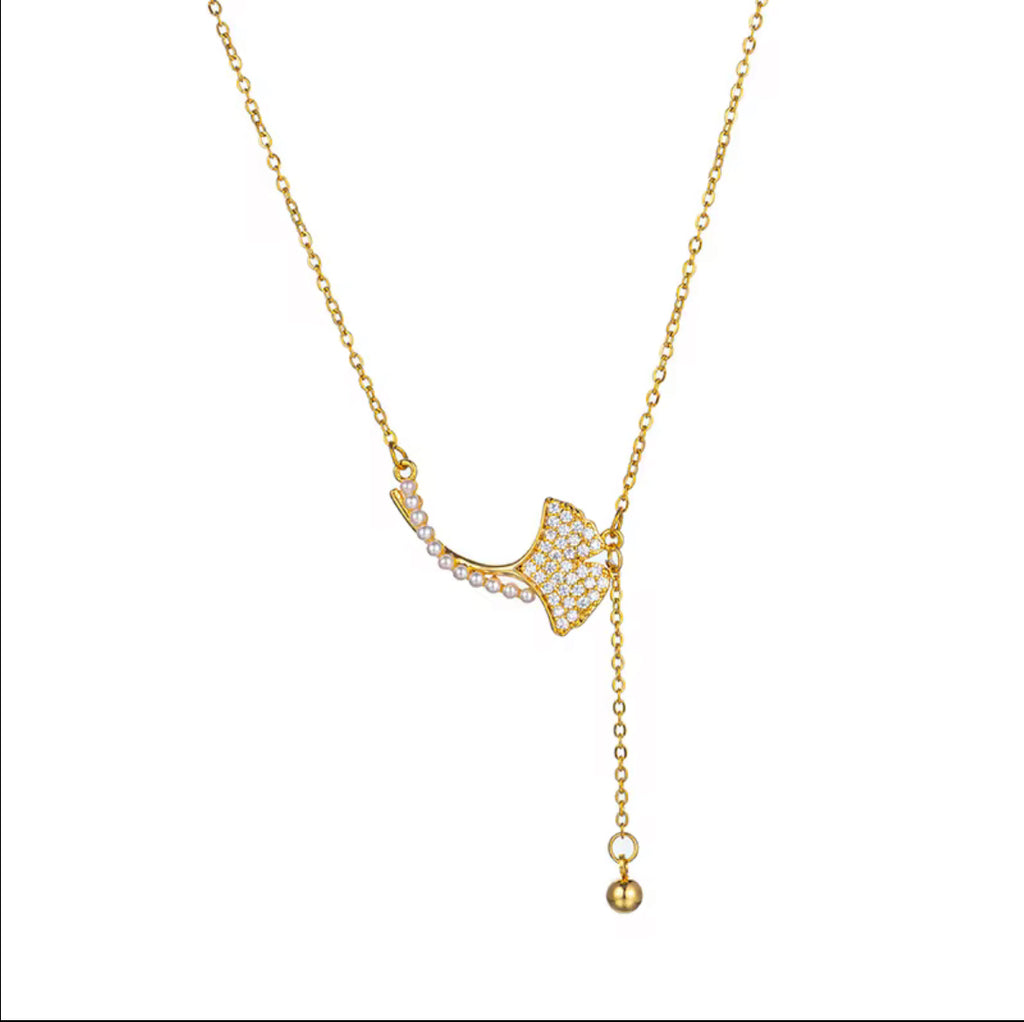 Leaf Tassel Golden Necklace
