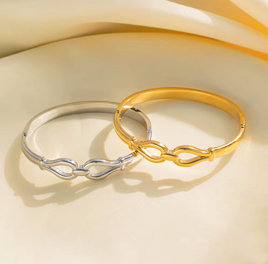 Elegant Knot Gold & Silver Bangle