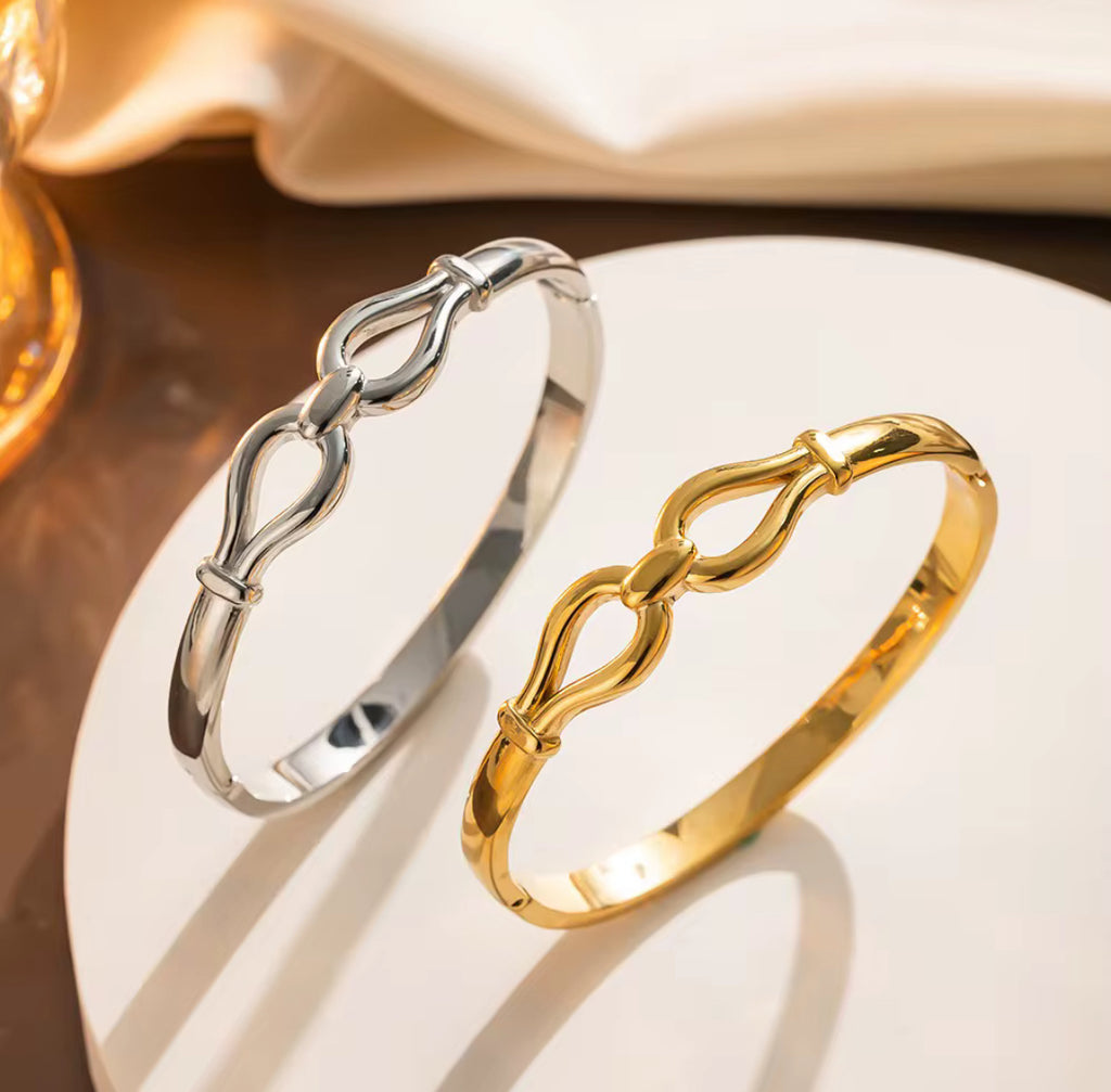 Elegant Knot Gold & Silver Bangle