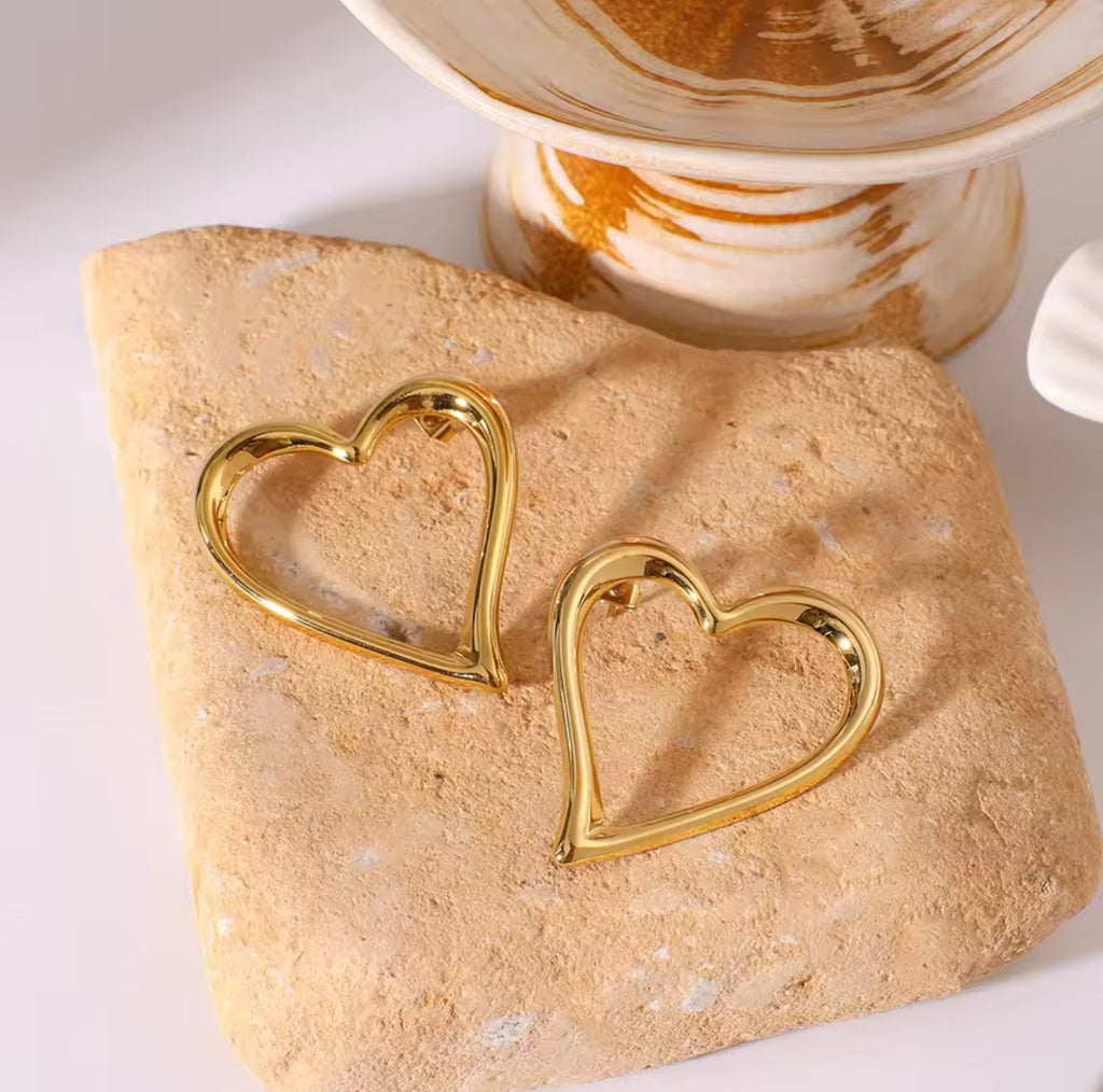 Luxurious Golden Heart Earrings
