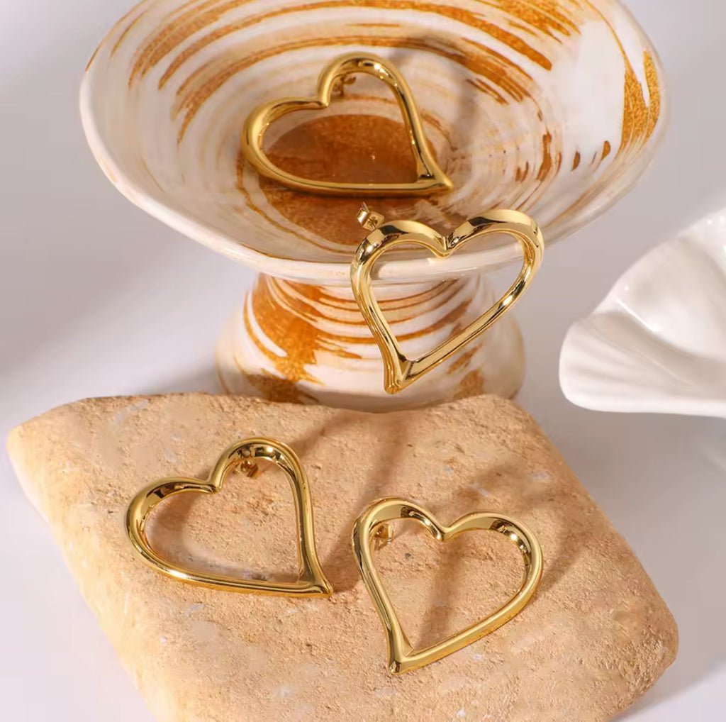 Luxurious Golden Heart Earrings