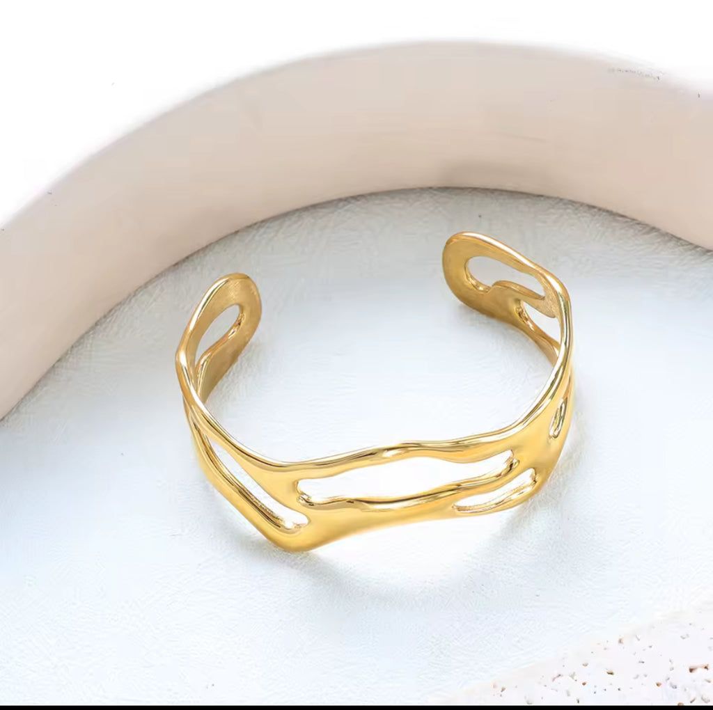Wavy Open Cuff Bangle