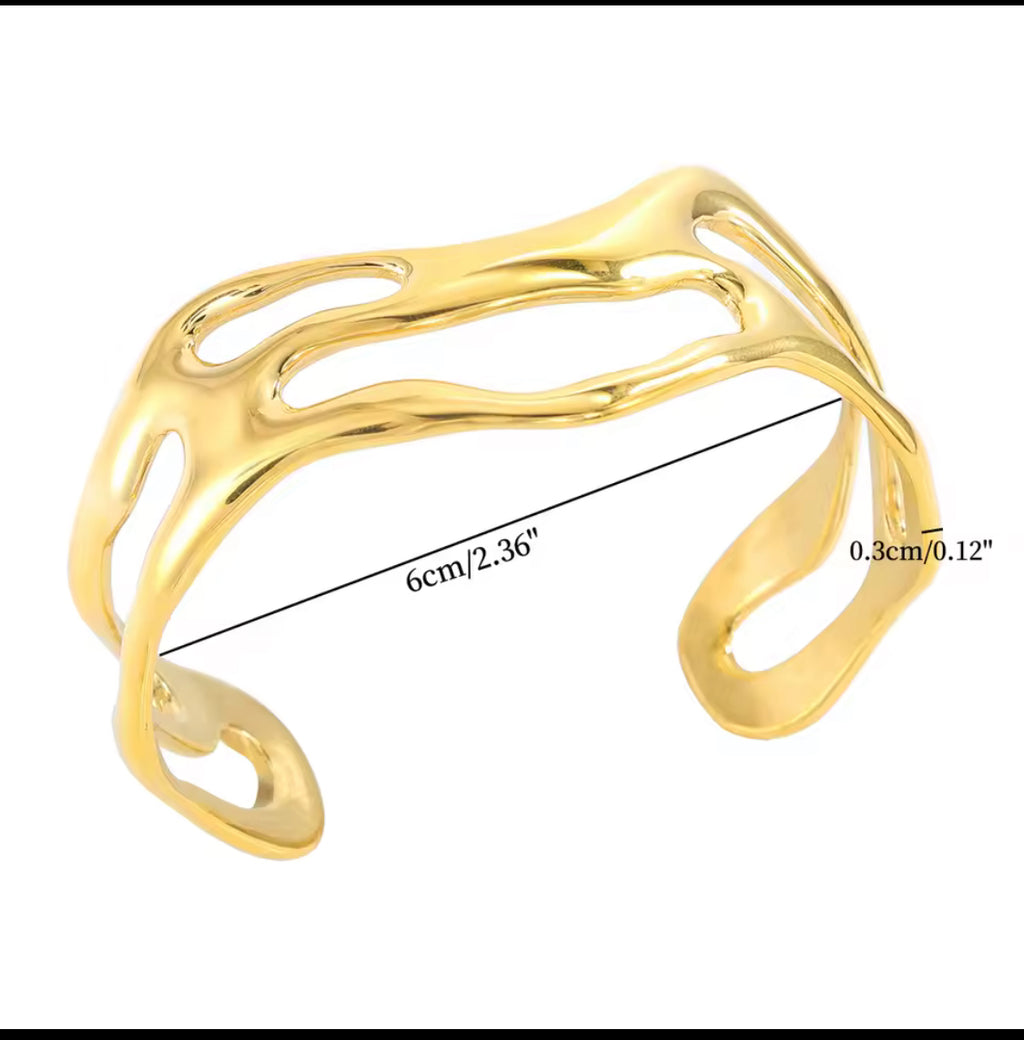 Wavy Open Cuff Bangle
