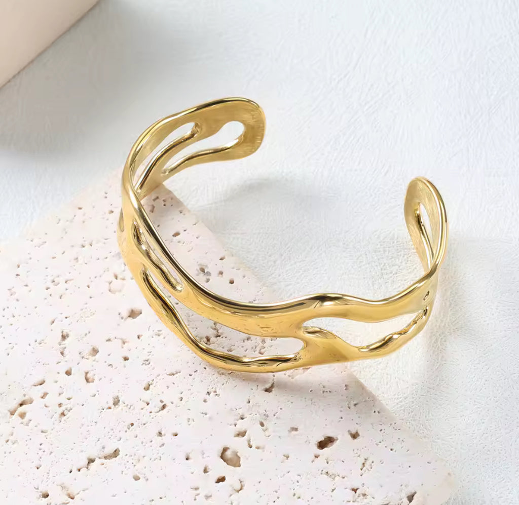 Wavy Open Cuff Bangle