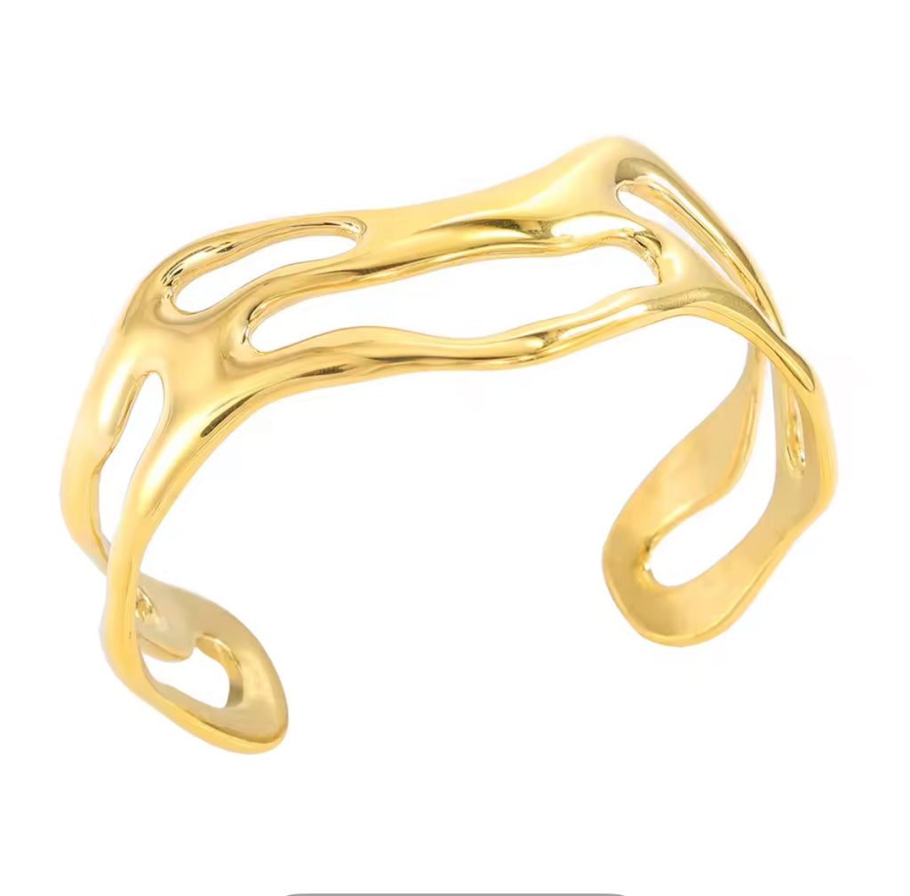 Wavy Open Cuff Bangle
