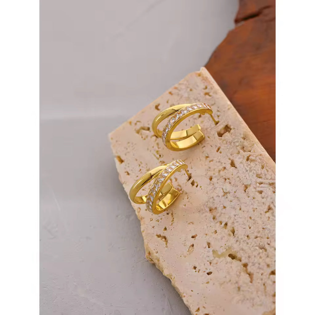 C Shape Golden Earrings