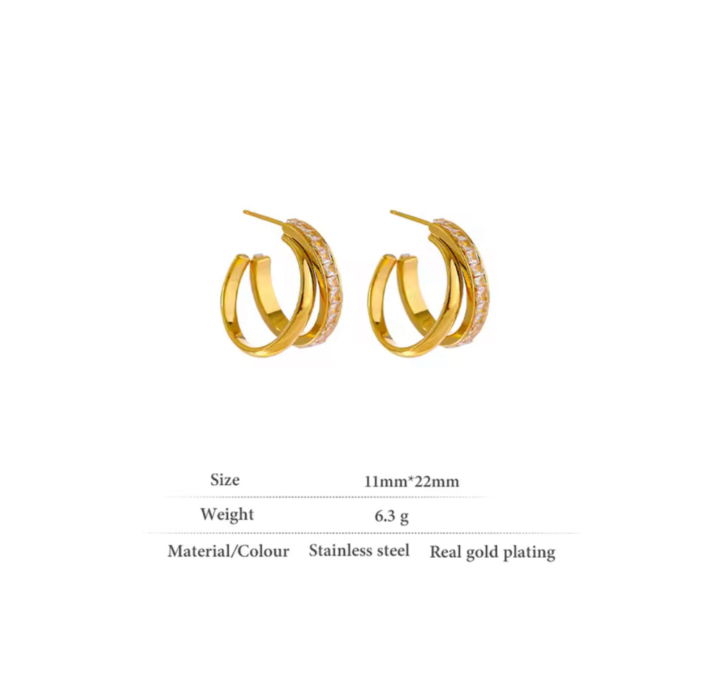 C Shape Golden Earrings