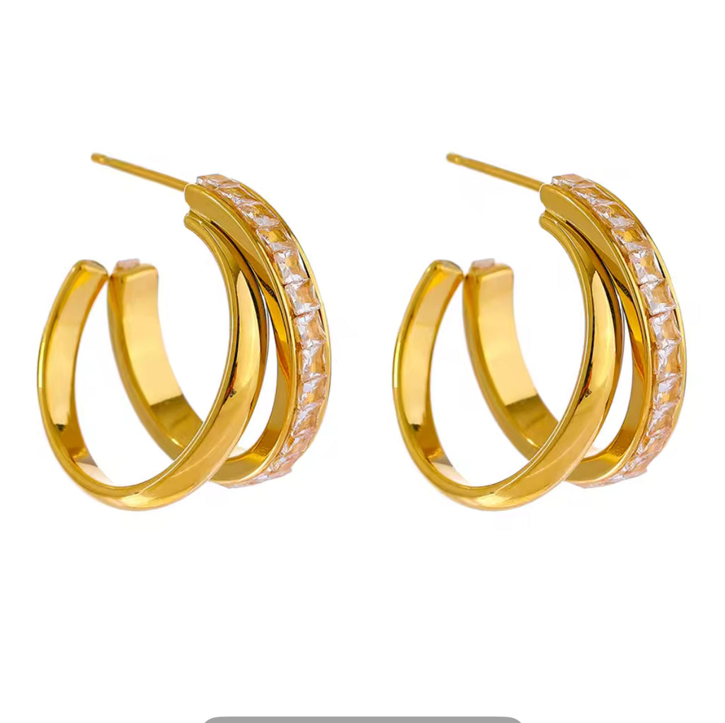 C Shape Golden Earrings