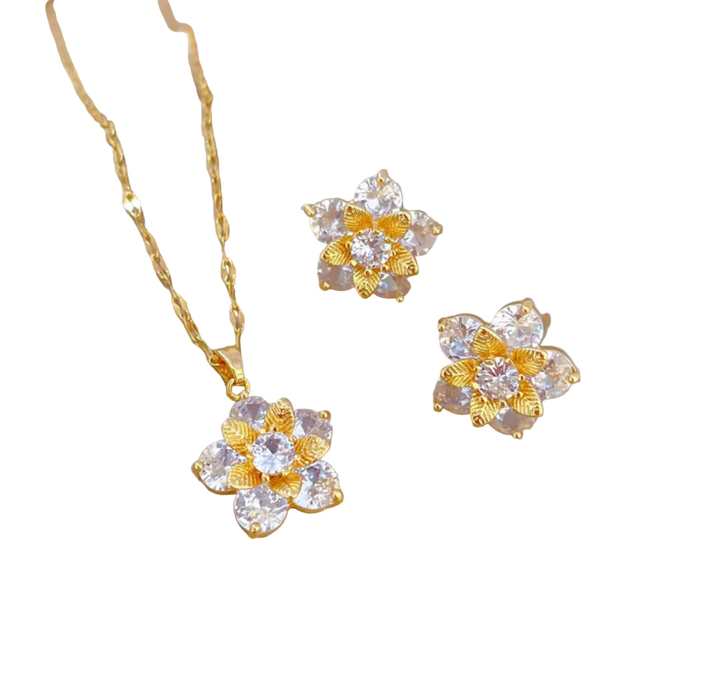 Luxurious Leaf Golden Jewelry Set