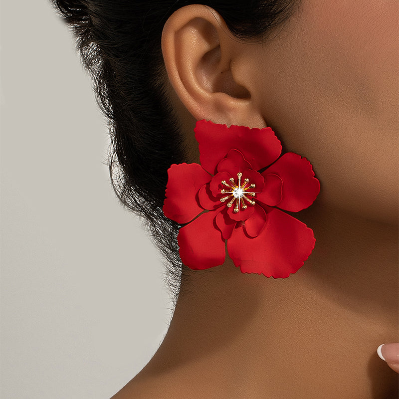 Aesthetic Red, White & Gold Earrings