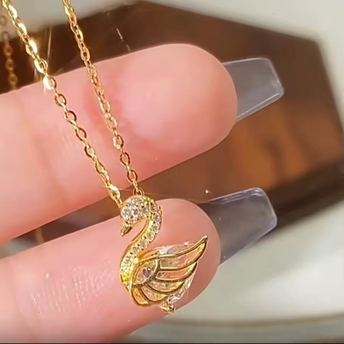 Diamond Encrusted Little Swan Necklace