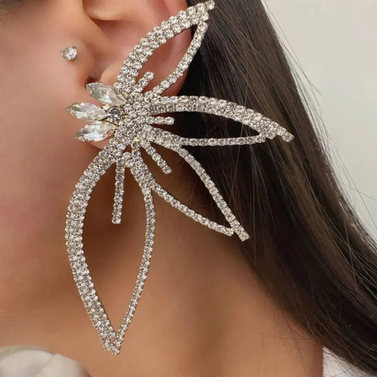 Glam Shiny Flower Ear Studs - 14K Gold Plated