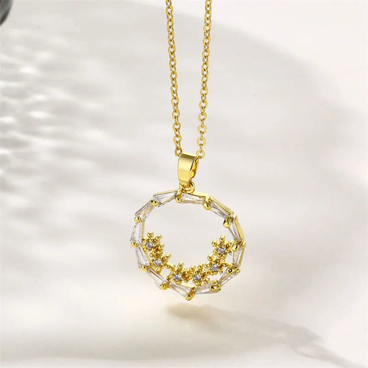 Elegant Gold Circle Pendant Necklace