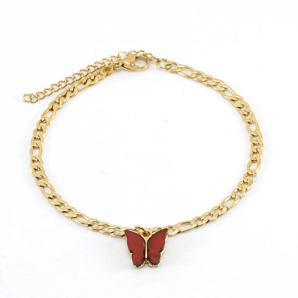 Ruby Butterfly Anklet