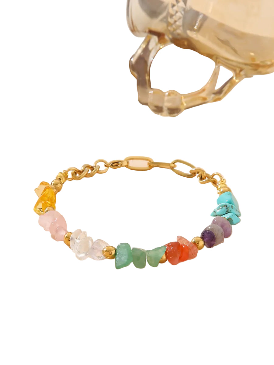 Multicolor Natural Stone Bead Bracelet