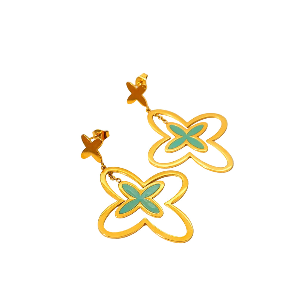 Emerald Clover Drop Earrings