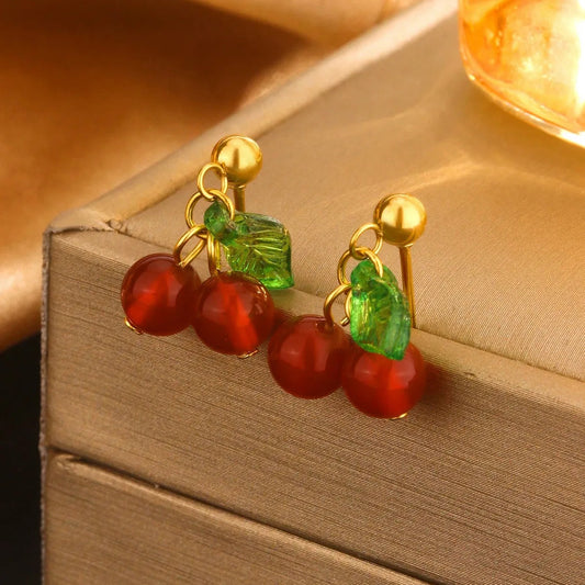 Cherry Charm Jewelry Set - 304 Stainless Steel