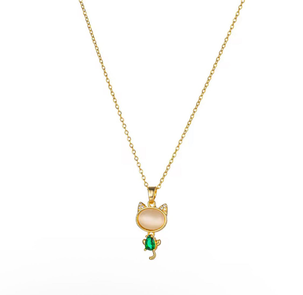 Shiny Cat Stone Collar Necklace
